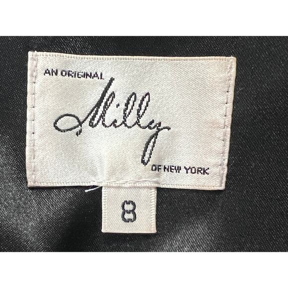 Original Milly of New York Size 8 Floral Black Silver Sequined Shift Mini Dress - Picture 3 of 11